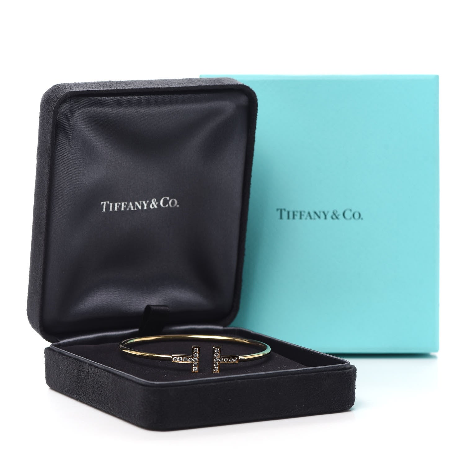 Tiffany 18K Yellow Gold Diamond T Wire Bracelet 5 of 5