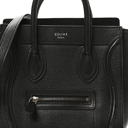 Celine Drummed Calfskin Nano Luggage Black 7 of 11