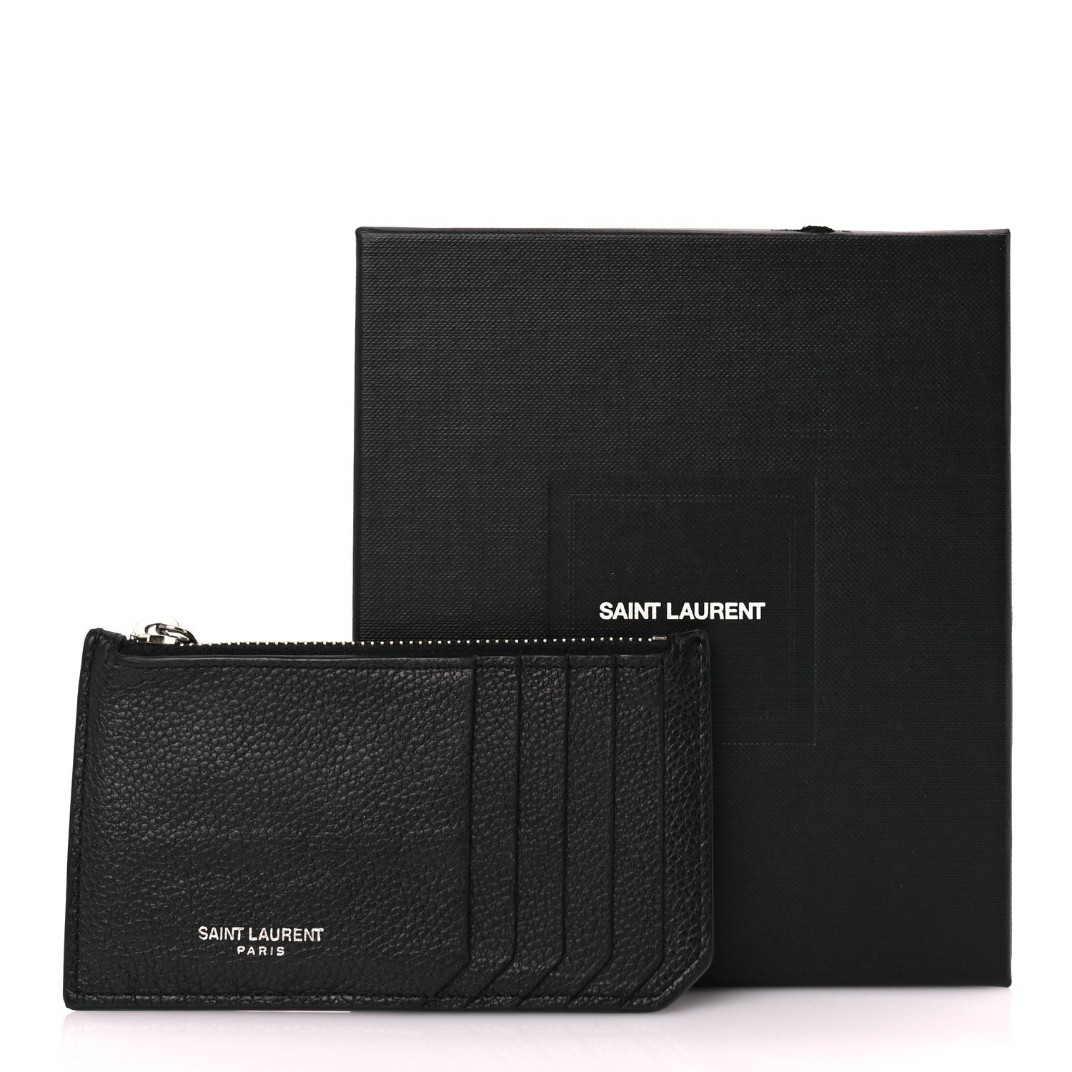 Saint Laurent Grained Calfskin 5 Fragments Zip Pouch Card Holder Black 8 of 8
