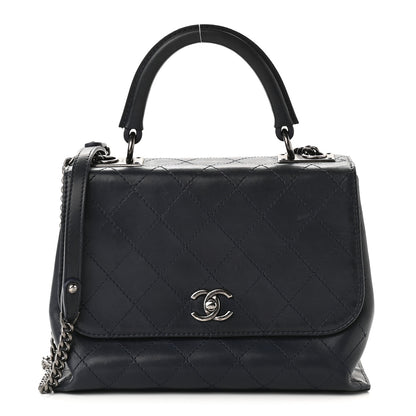 Chanel Calfskin Stitched Urban Luxury Top Handle Bag Navy 1 of 14