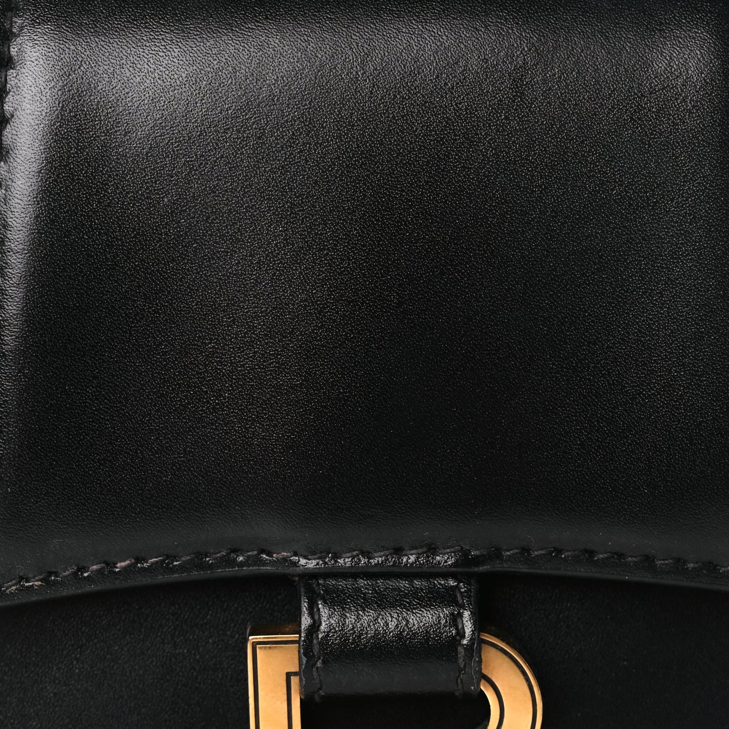 Shiny Box Calfskin Hourglass Top Handle Bag XS Black