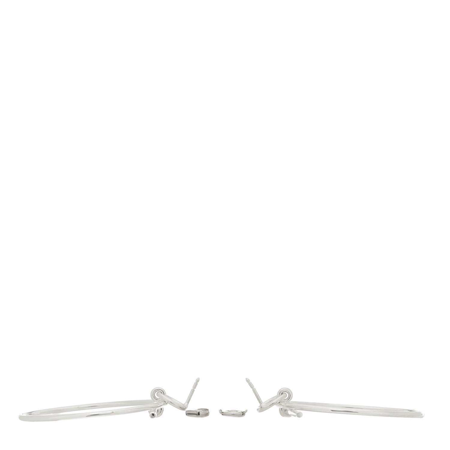 Hermes Sterling Silver MM Loop Earrings 3 of 4
