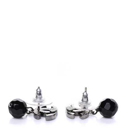 Chanel Ruthenium Bead CC Drop Earrings Black 3 of 5