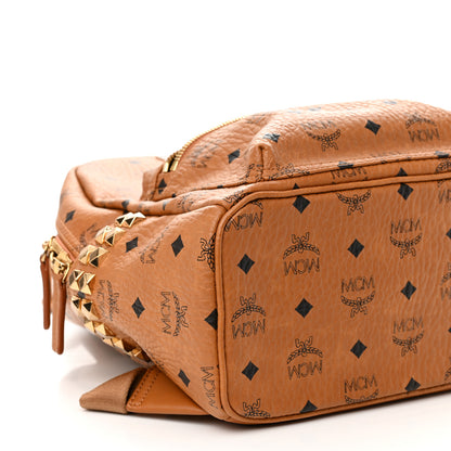 MCM Visetos Small Side Stud Stark Backpack Cognac Cognac 9 of 10