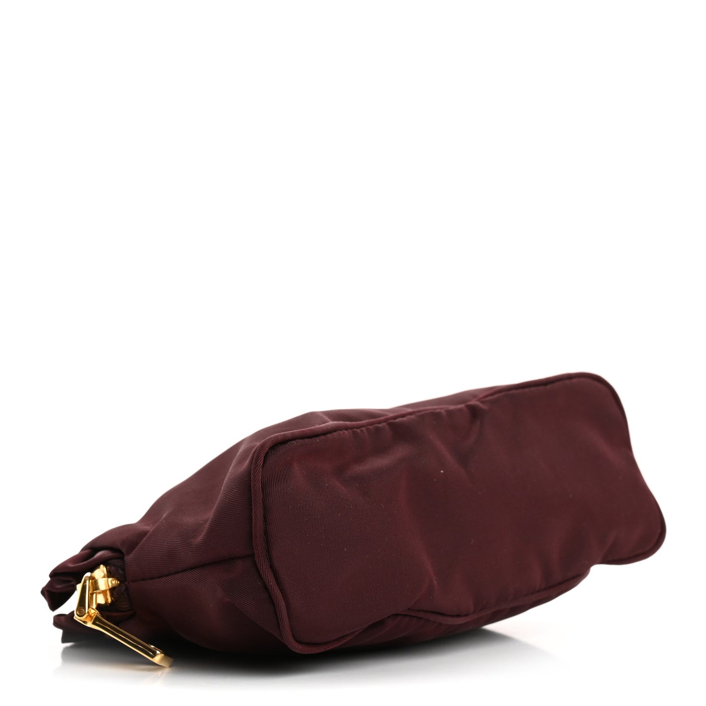 Nylon Ruffle Cosmetic Pouch Burgundy