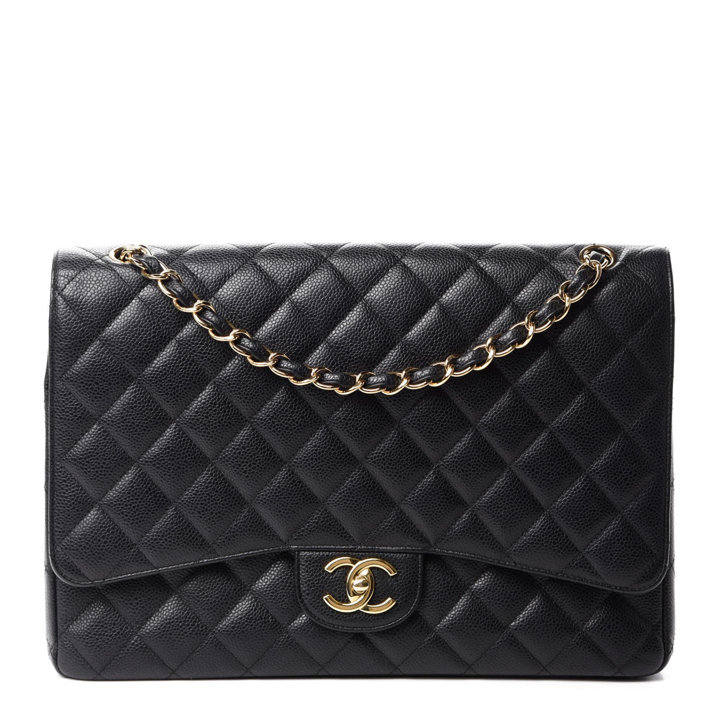 Caviar Quilted Maxi Double Flap Black