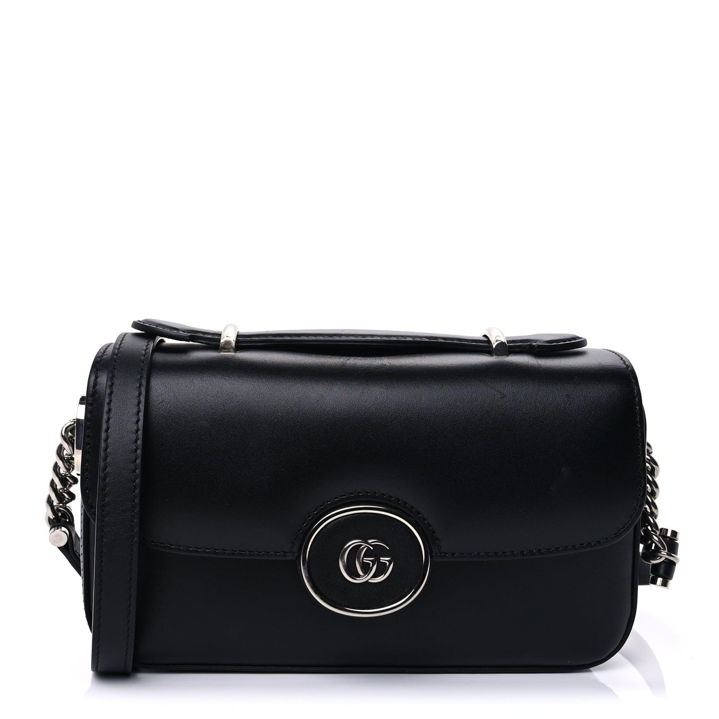Senna Calfskin Petite GG Top Handle Shoulder Bag Black