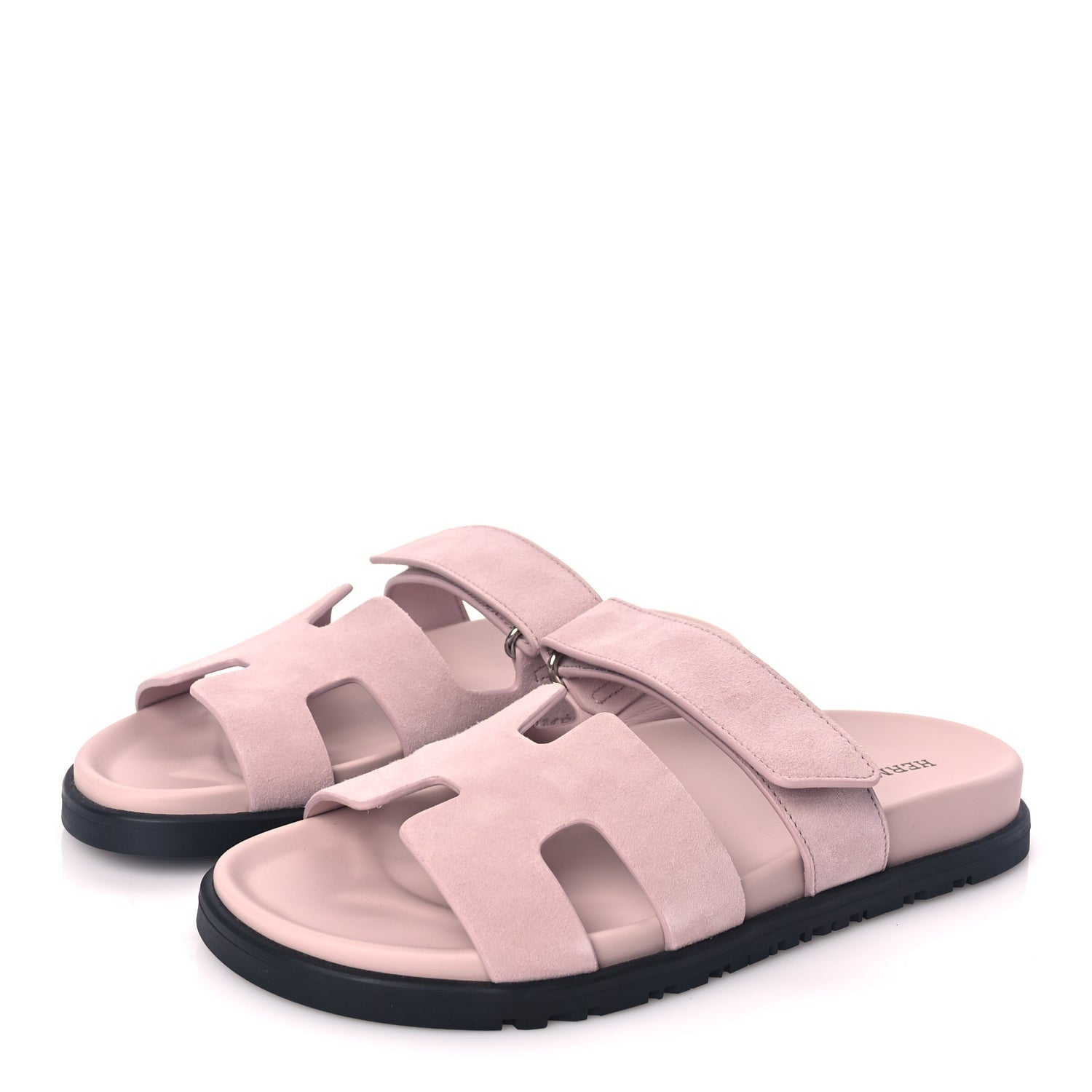 Hermes Suede Goatskin Womens Chypre Sandals 37 Rose Porcelaine 4 of 9