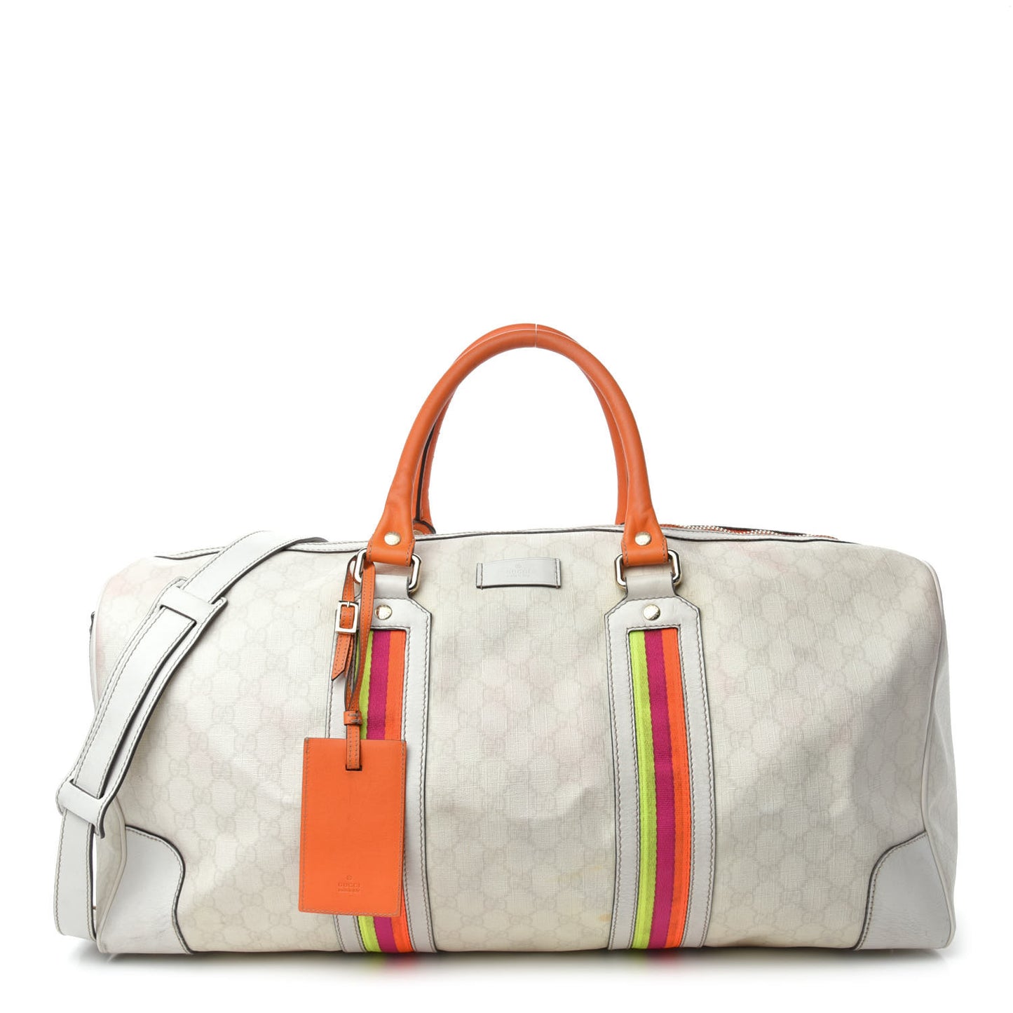 GG Plus Monogram Large Web Carry On Duffle Bag White