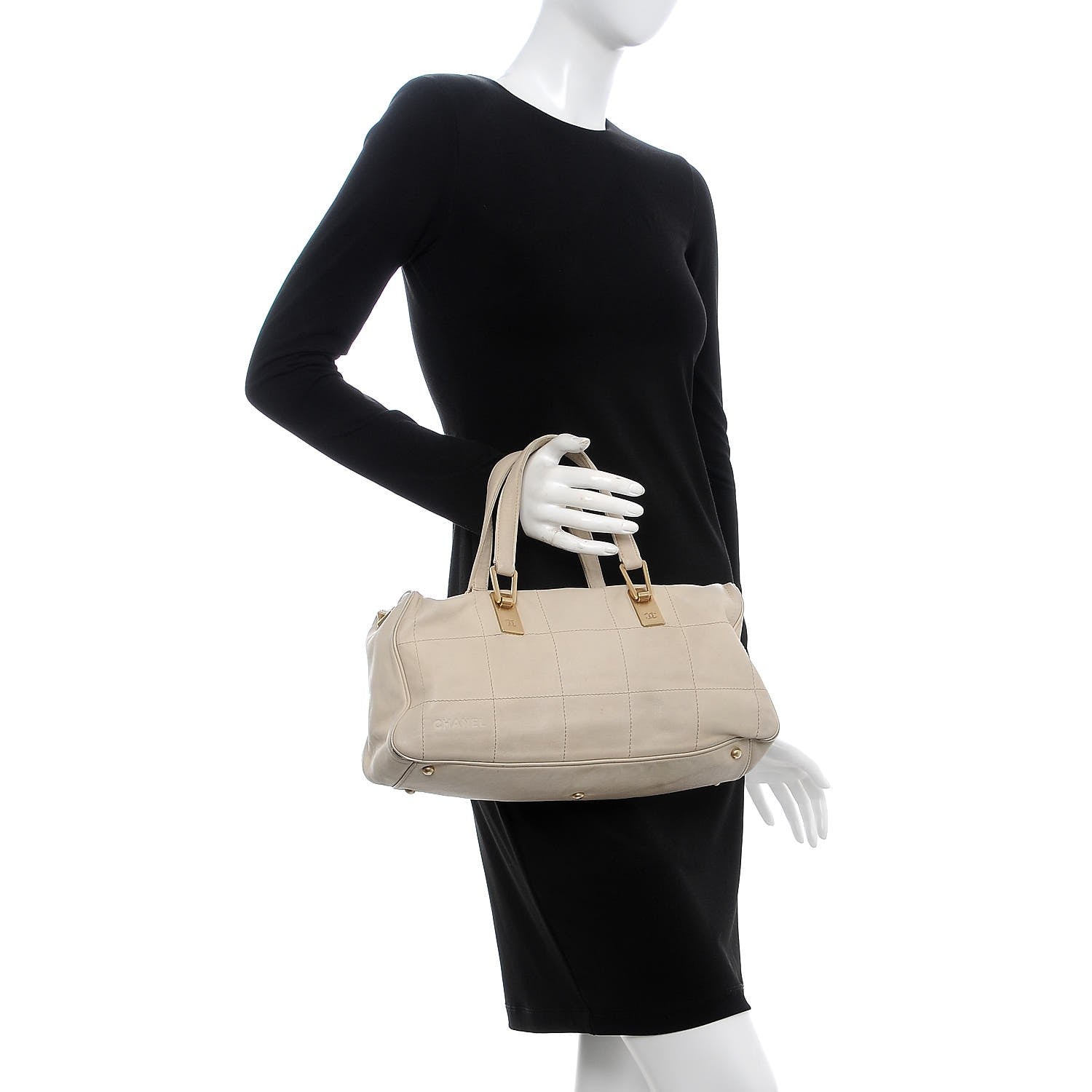 Chanel Calfskin Square Stitched Tote Ivory 2 of 15