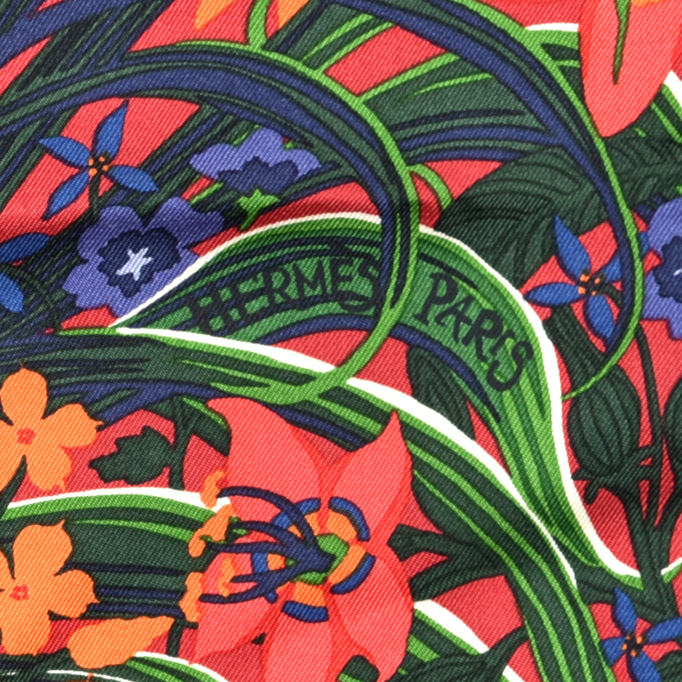 Silk Tyger Tyger Scarf 90 Saumon Corail Vert