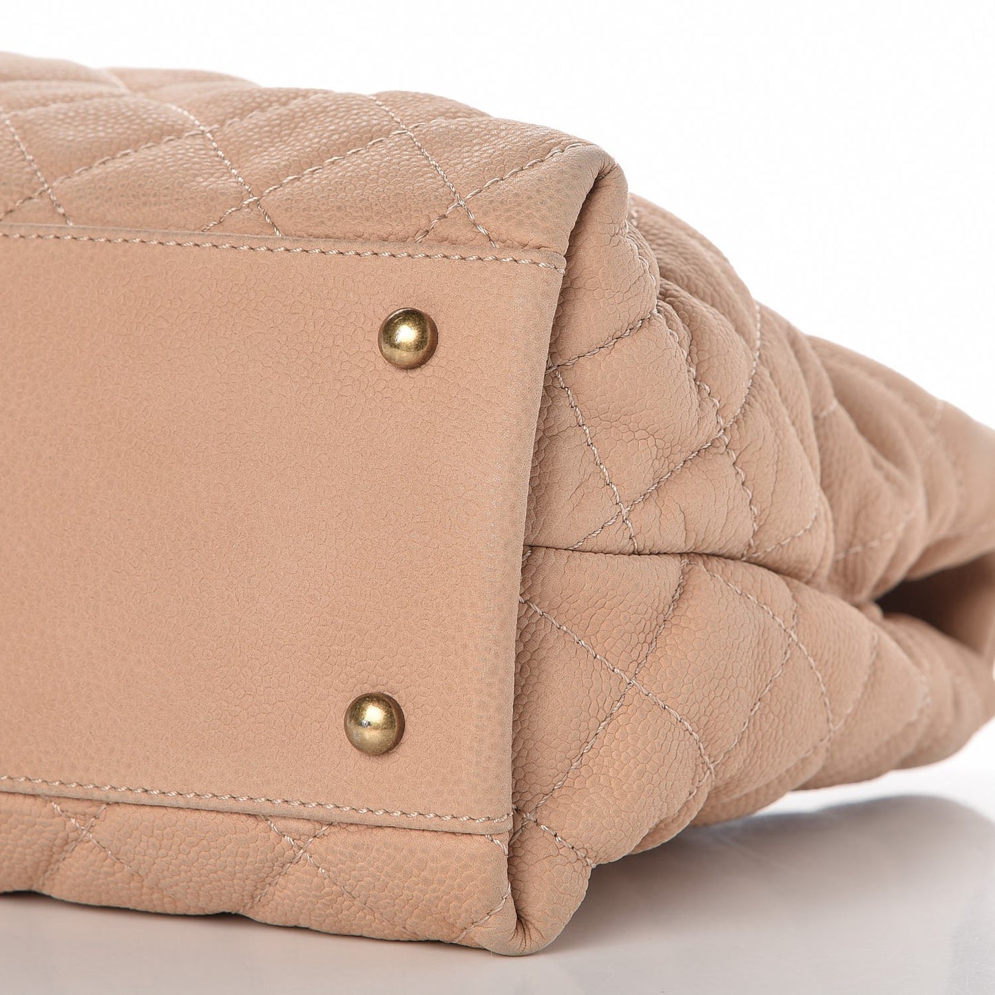 Iridescent Caviar Chic Quilt Tote Beige