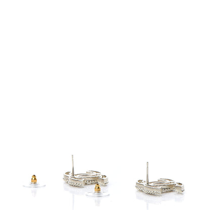 Chanel Pearl Crystal CC Earrings Silver 3 of 5