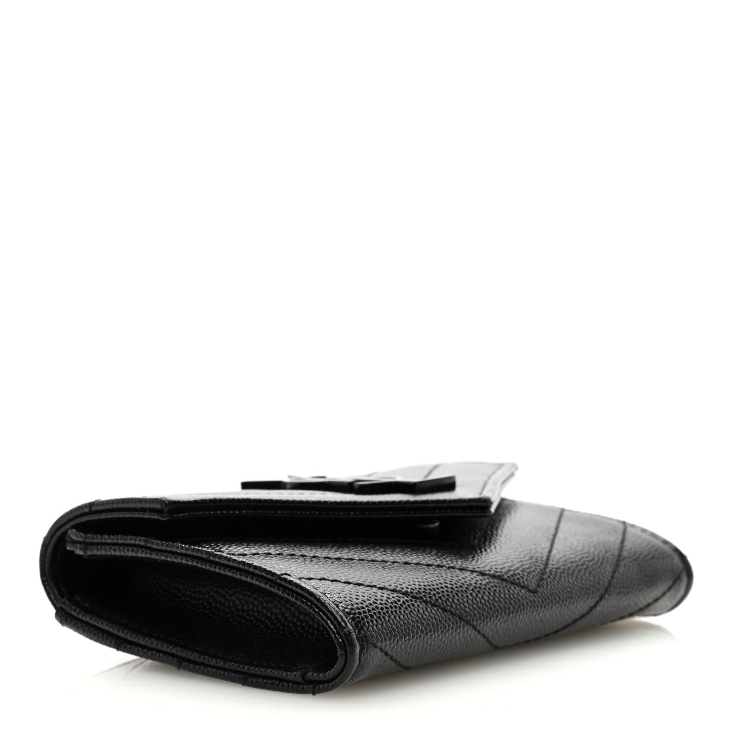 Grain De Poudre Matelasse Chevron Small Monochrome Monogram Envelope Wallet Black