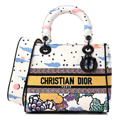 Christian Dior Canvas Embroidered Ciel De Reve Medium Lady D-Lite Latte Multicolor 1 of 8