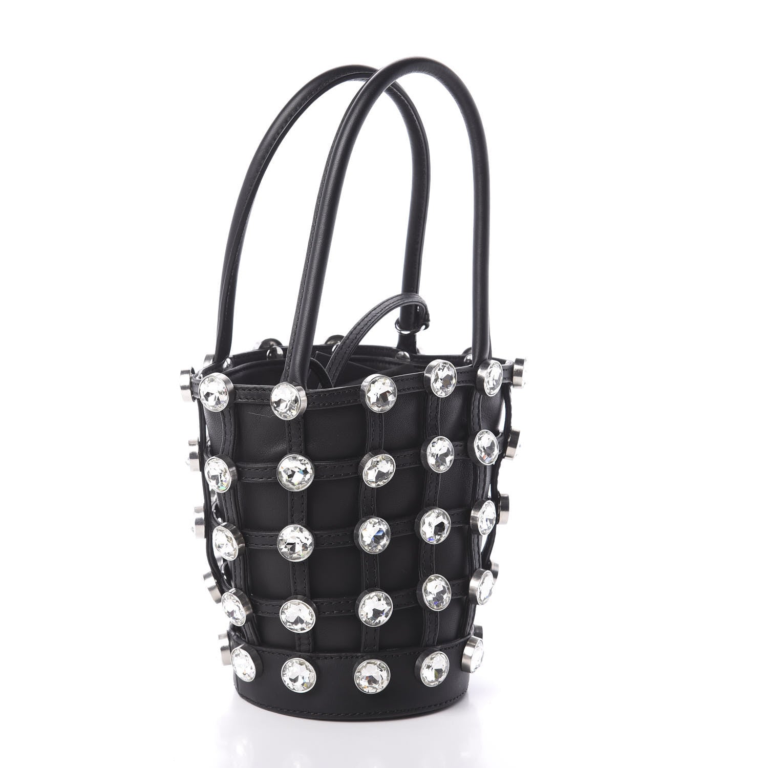 Alexander Wang Calfskin Crystal Embellished Roxy Mini Bucket Bag Black 3 of 10