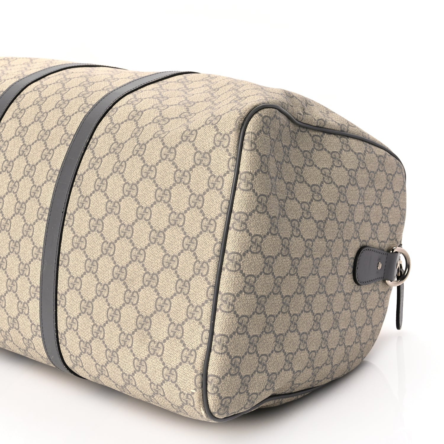 Gucci GG Supreme Monogram Selleria Calfskin Medium Carry On Duffle Bag Beige Grey 9 of 11