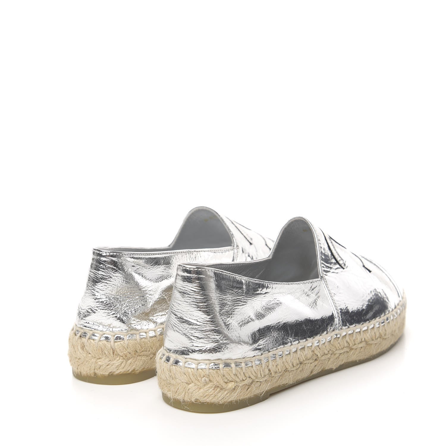 Chanel Laminated Goatskin CC Espadrilles 36 Silver 4 of 10