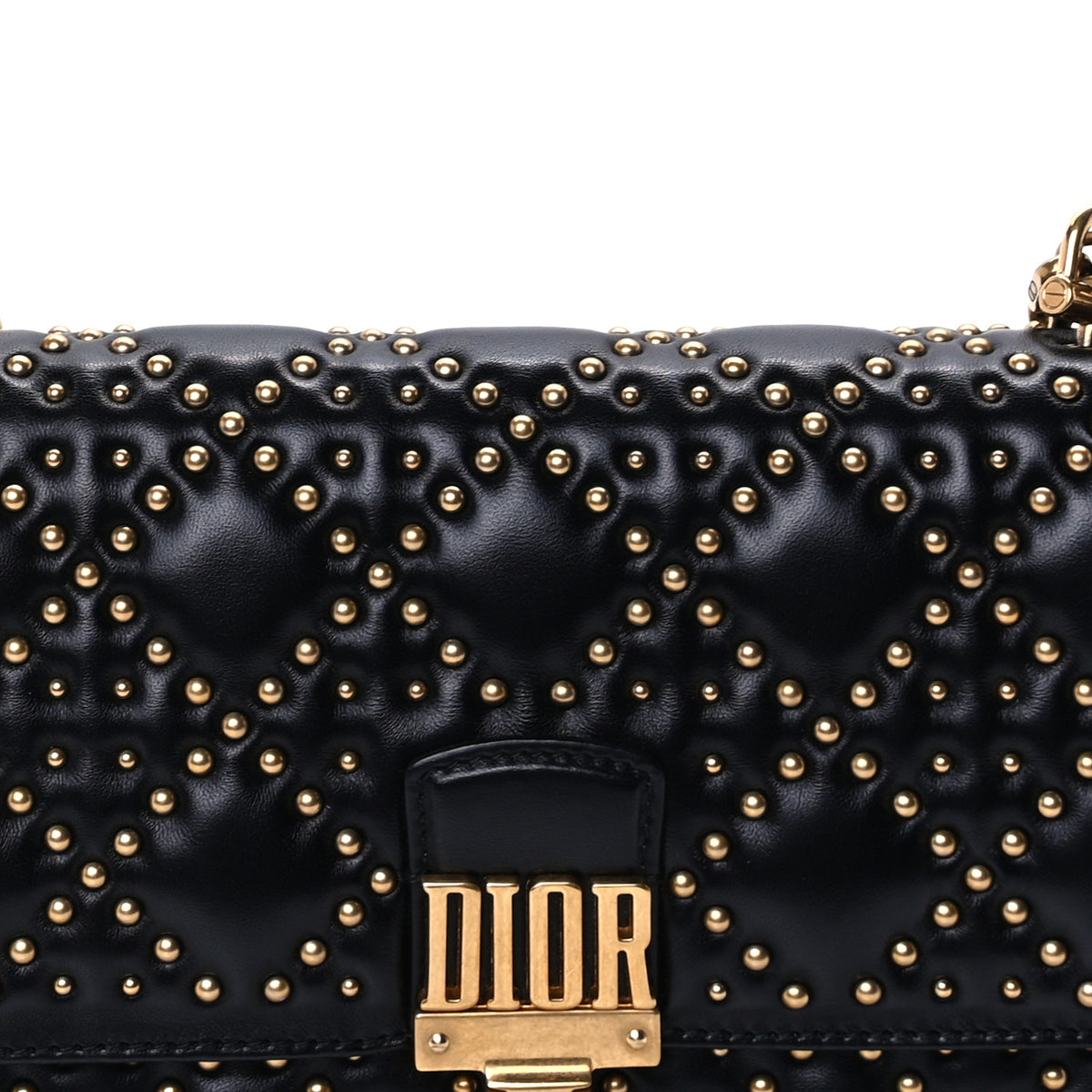 Lambskin Cannage Studded Small Dioraddict Flap Bag Black