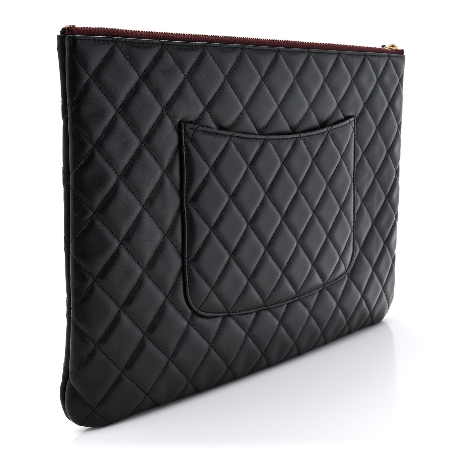 Lambskin Quilted Large Cosmetic Case Black