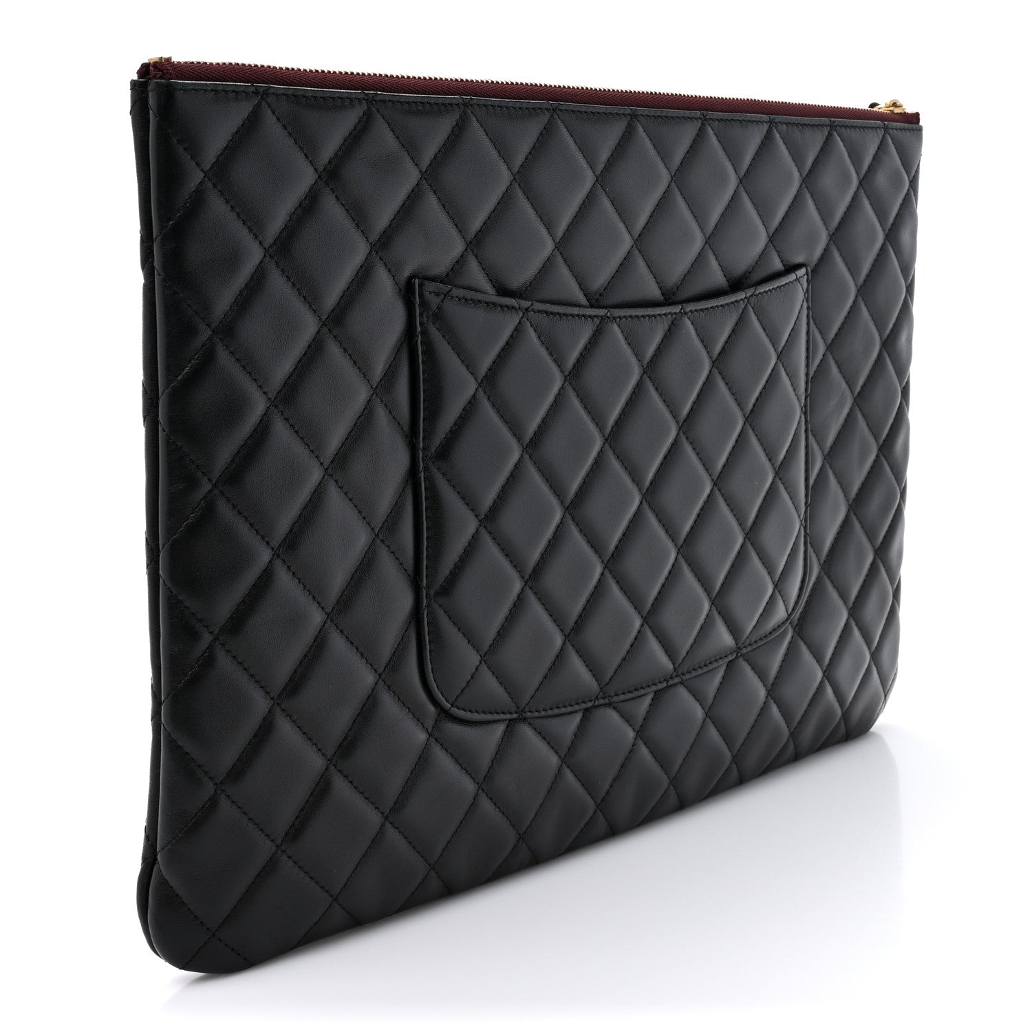 Chanel Lambskin Quilted Large Cosmetic Case Black 3 of 9