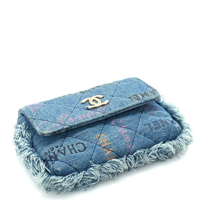 Chanel Denim Quilted Denim Mood Clutch With Chain Blue Multicolor 3 of 9