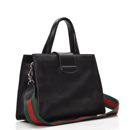 Gucci Calfskin Web Stripe Medium Dionysus Tote Bag Black 4 of 8