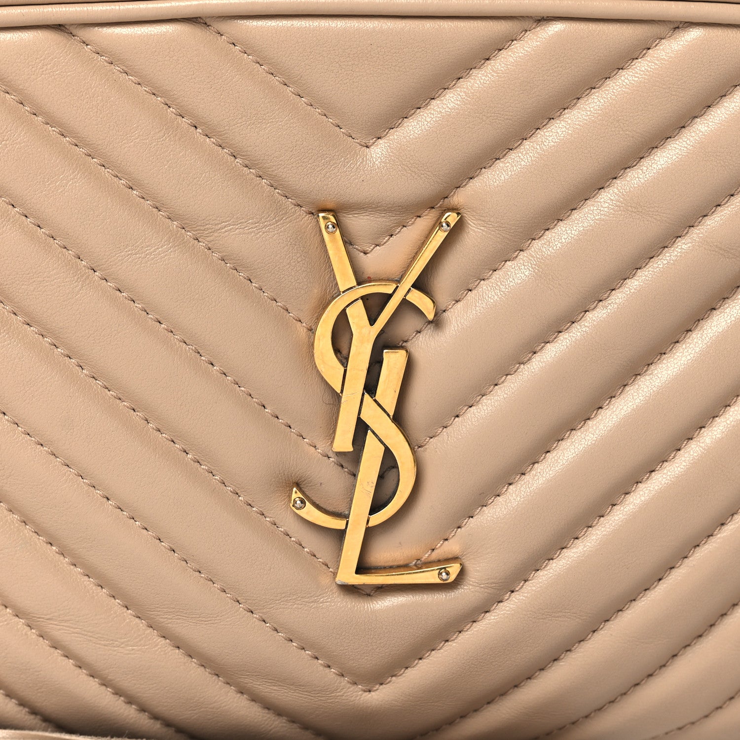 Saint Laurent Calfskin Matelasse Monogram Lou Camera Bag Dark Beige 8 of 13