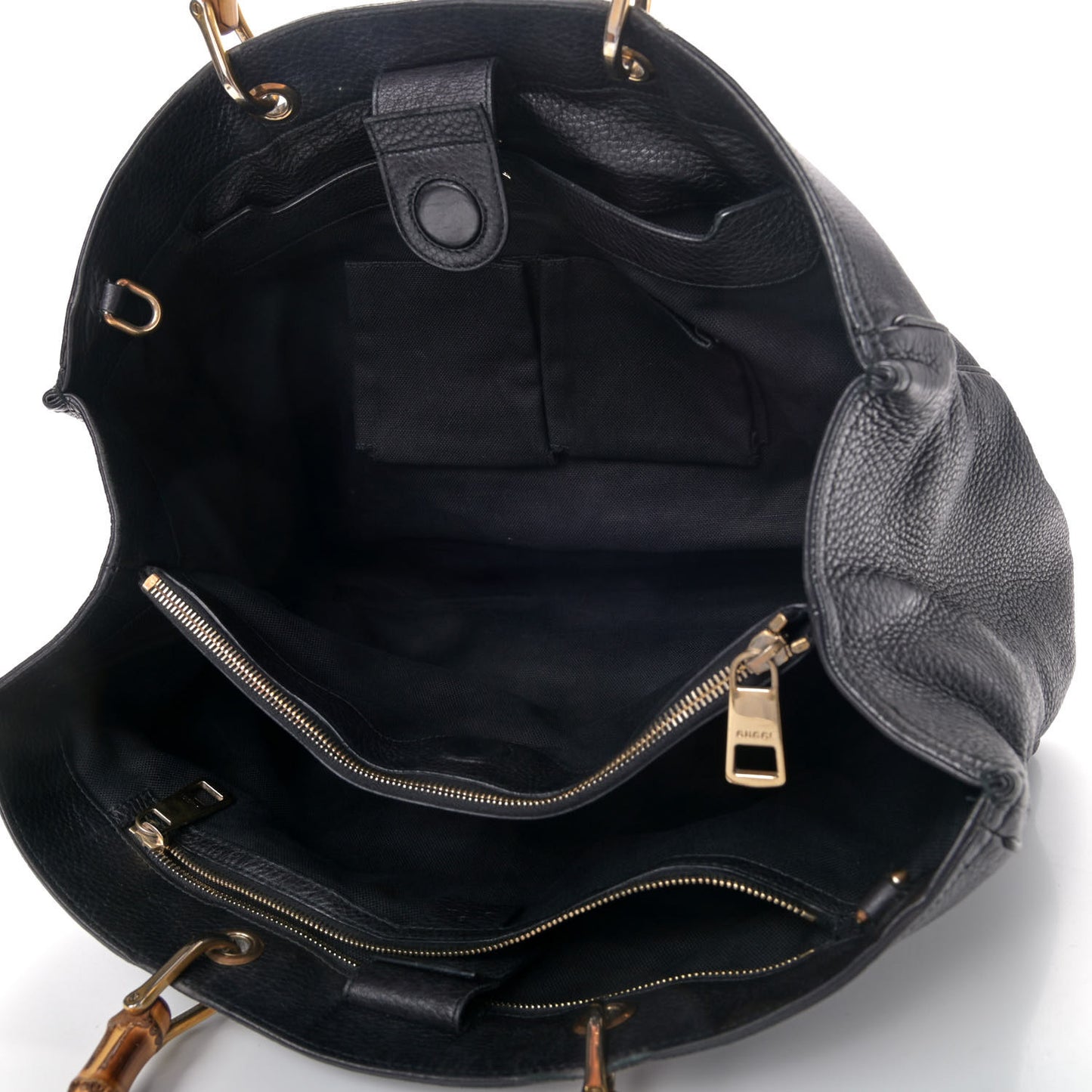 Calfskin Large Bamboo Shopper Tote Black
