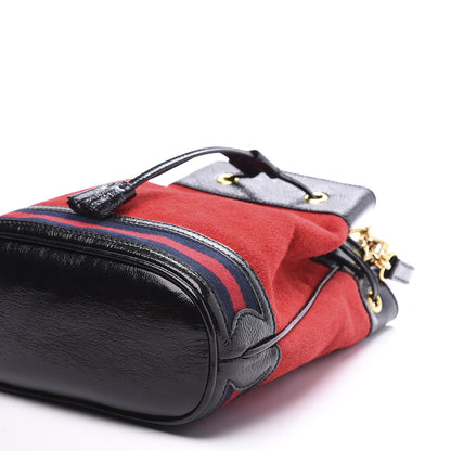 Gucci Suede Patent Web Small Ophidia Bucket Bag Hibiscus Red Black 9 of 10