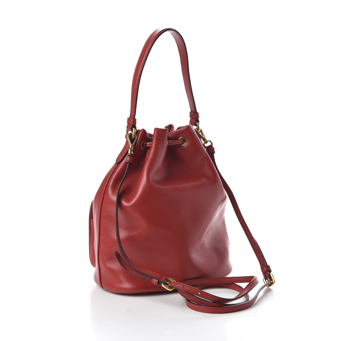 Glace Calfskin Embossed Secchiello Bucket Bag Fuoco