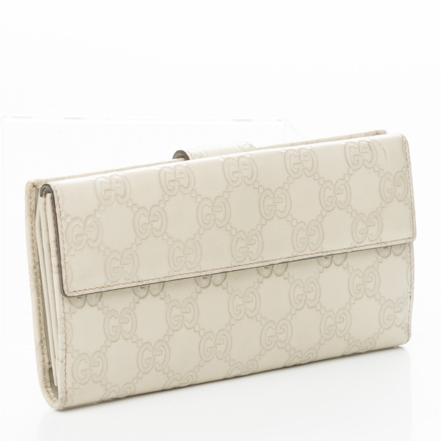Guccissima Heart Continental Wallet Off White