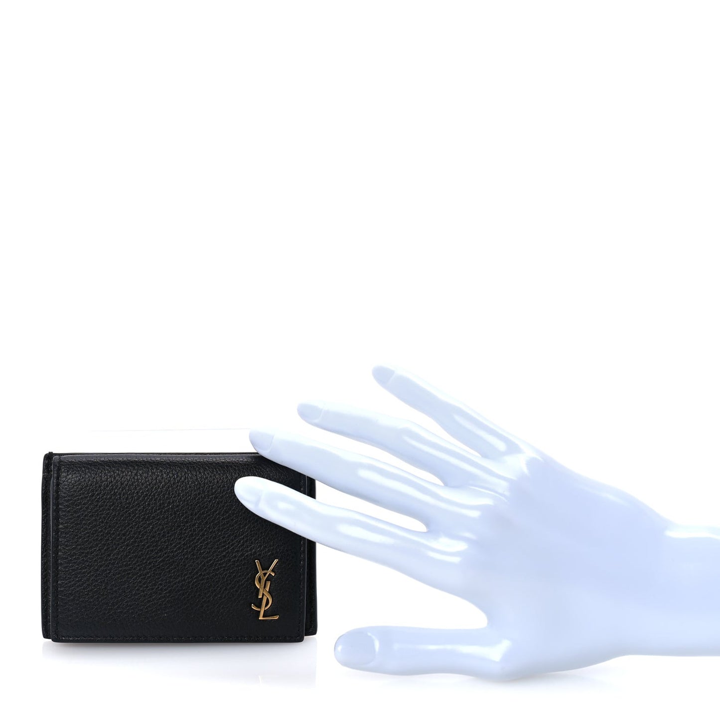 Grained Calfskin Tiny Cassandre Flap Card Case  Black