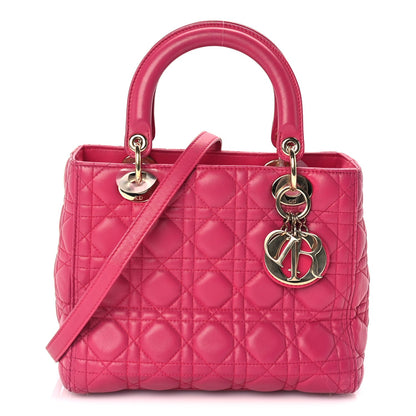 Christian Dior Lambskin Cannage Medium Lady Dior  Fuchsia 1 of 8