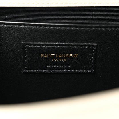 Saint Laurent Grain De Poudre Textured Mixed Matelasse Medium Triquilt Monogram Satchel Crema Soft 6 of 7