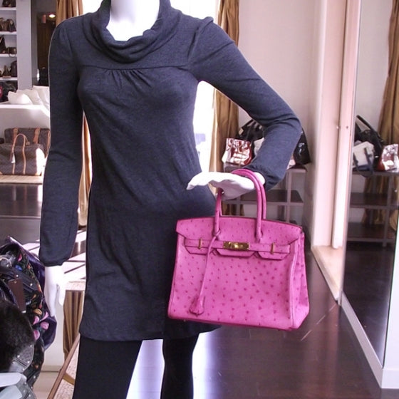 Ostrich Birkin 30 Fuchsia
