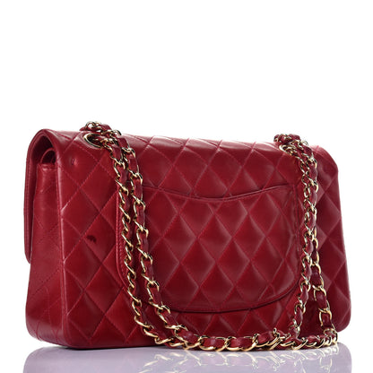 Chanel Lambskin Quilted Medium Double Flap Red Fonce 3 of 10