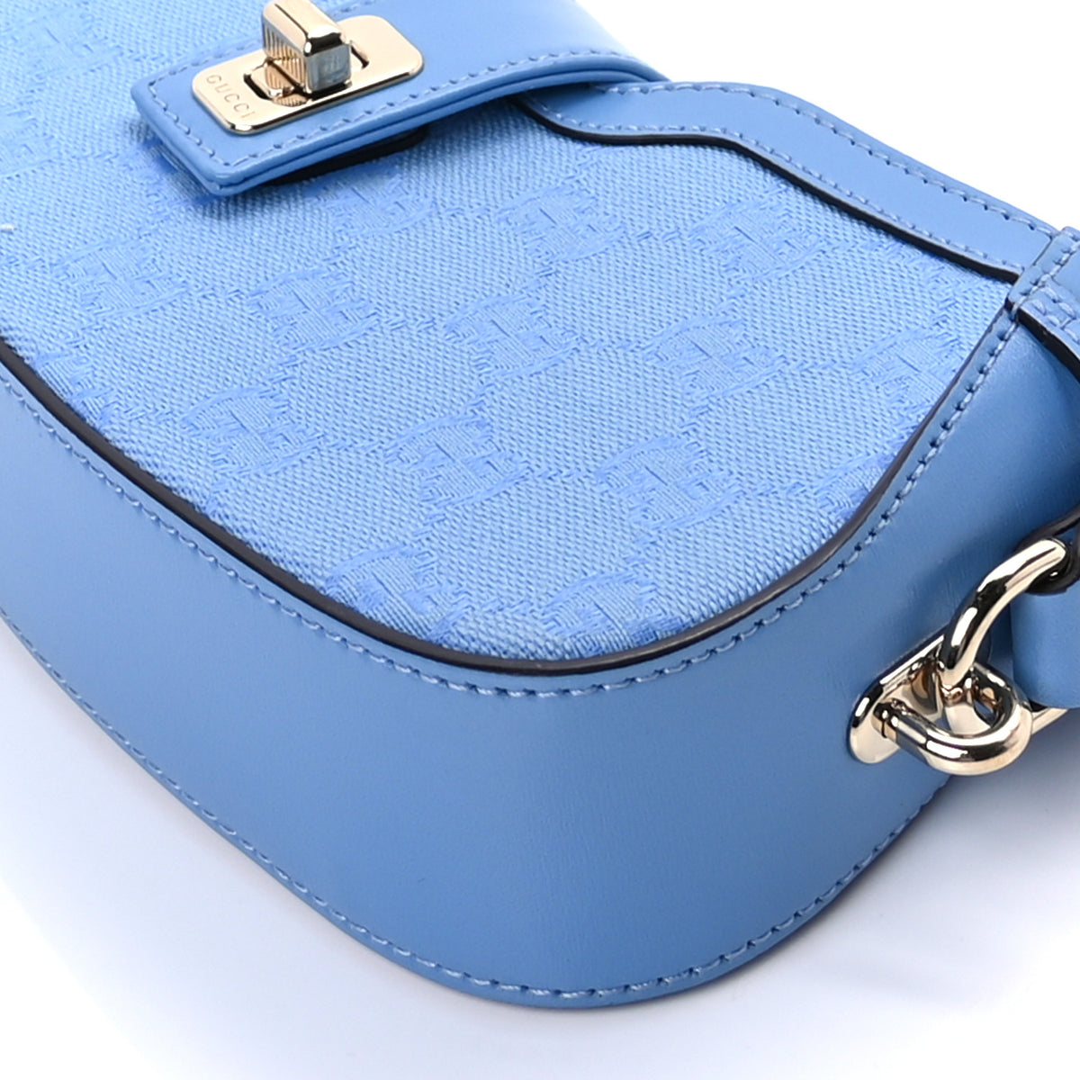 Calfskin Monogram Mini Moon Side Shoulder Bag Blue