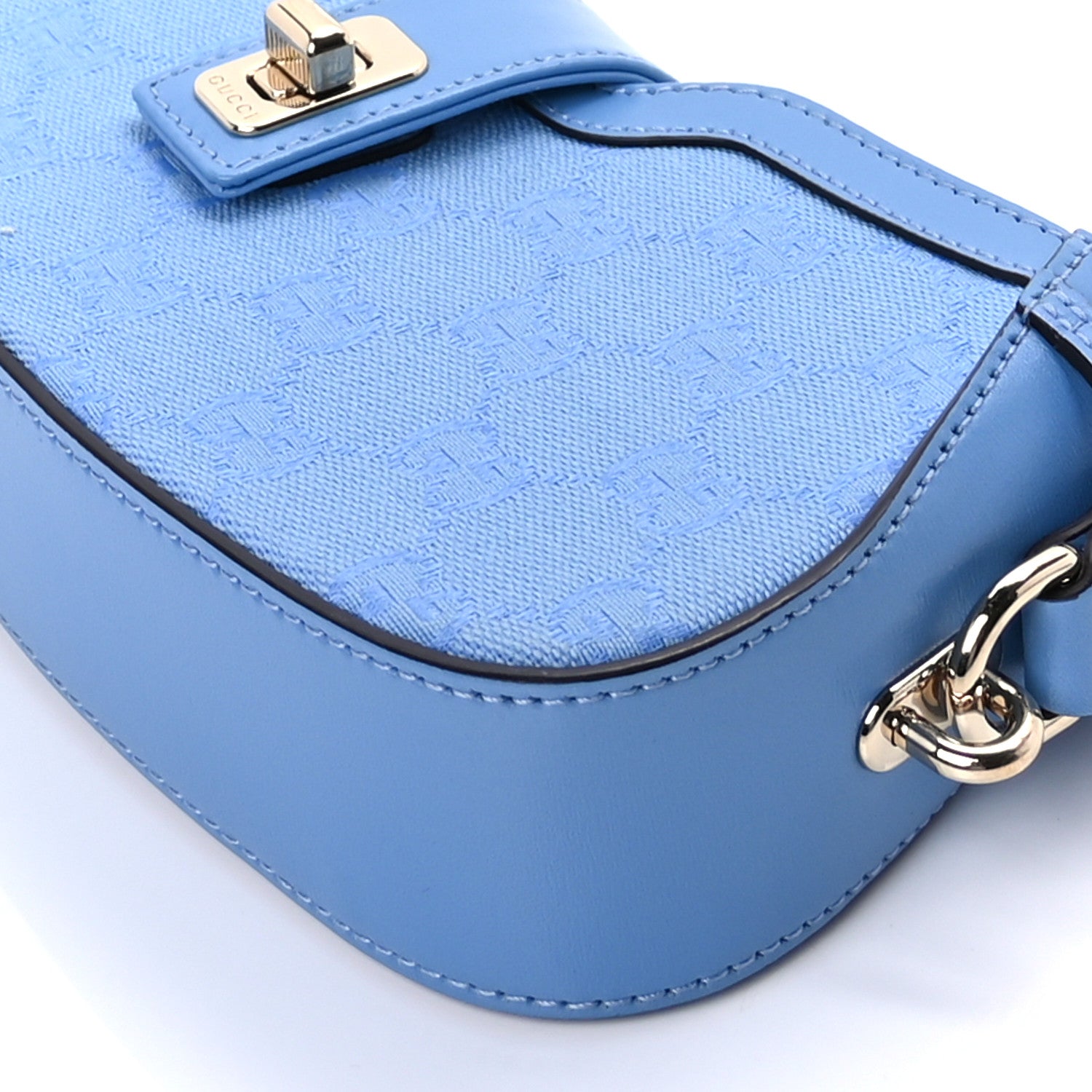 Gucci Calfskin Monogram Mini Moon Side Shoulder Bag Blue 8 of 8
