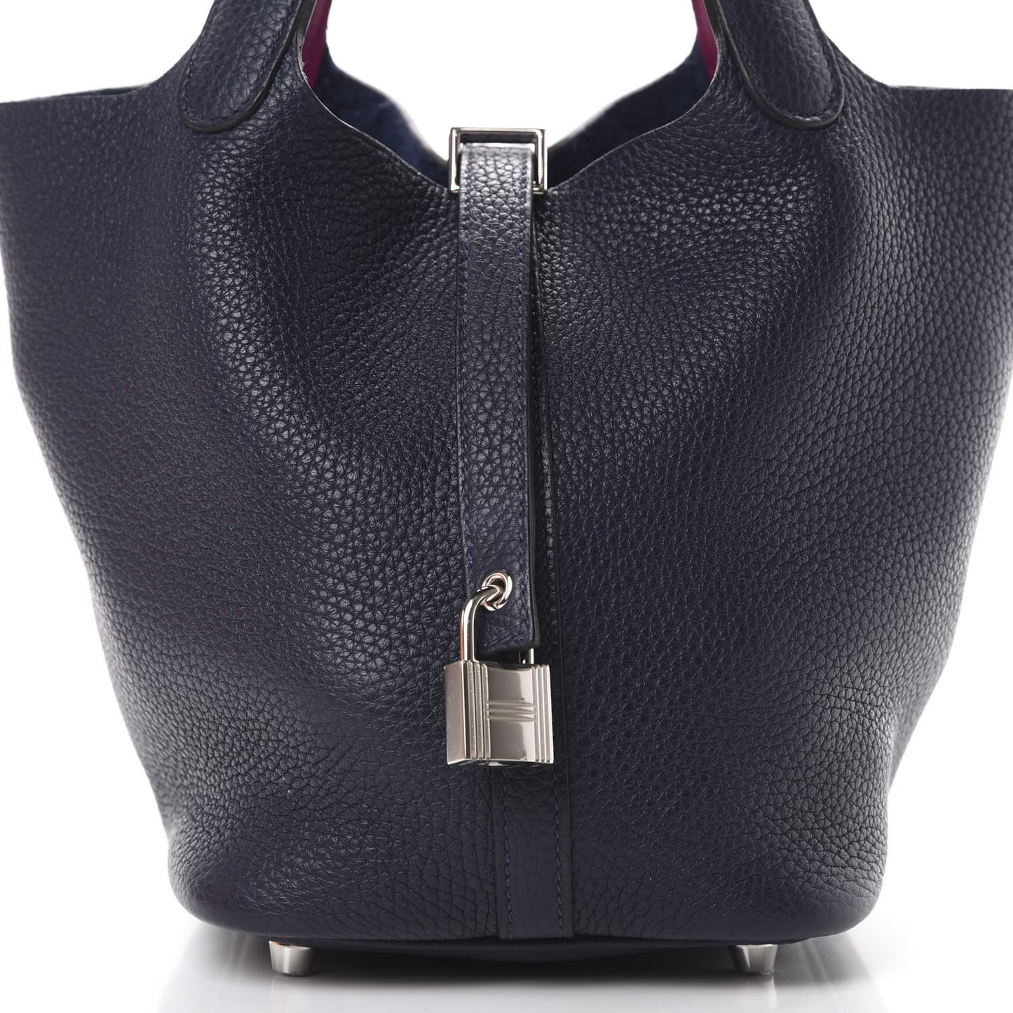 Taurillon Clemence Swift Eclat Picotin Lock 18 PM Bleu Nuit Rose Pourpre