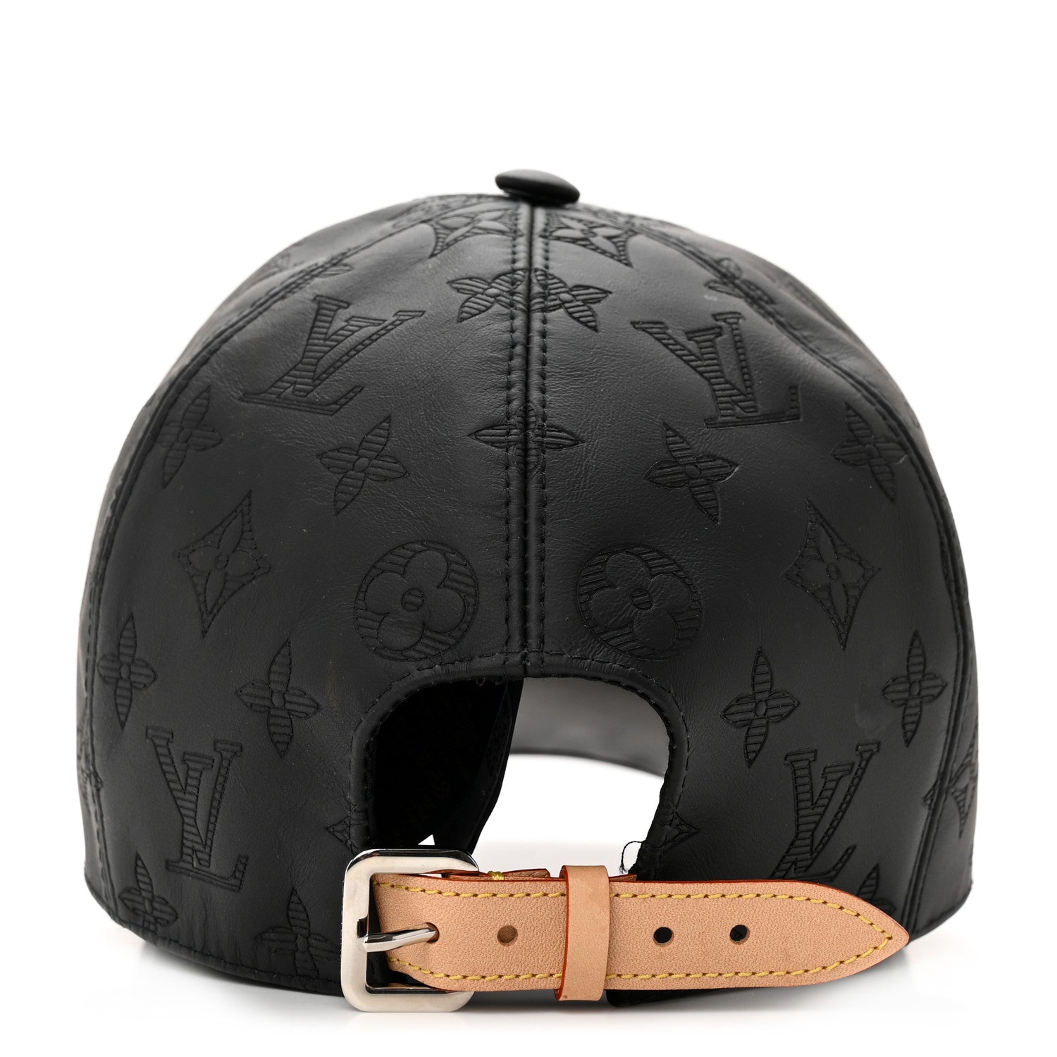 Louis Vuitton Calfskin Monogram Shadow Baseball Cap 60 Black 6 of 12