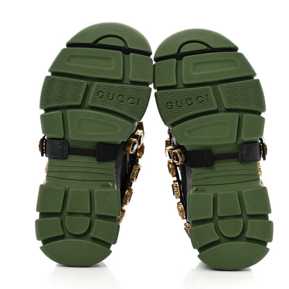 Gucci X SEGA Mesh Suede Calfskin Removable Crystals Flashtrek Sneakers 35.5 Loess Black Olive Green 6 of 7