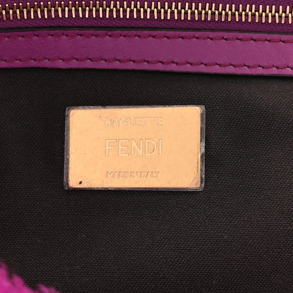 Fendi Shearling Vitello Dolce Macro FF 1974 Baguette  Bouganville 5 of 8