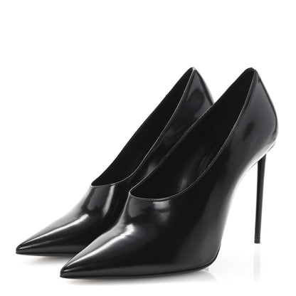Saint Laurent Patent Calfskin Teddy High Vamp 105 Pumps 39 Black 4 of 7