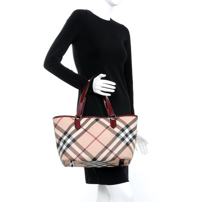 Burberry Supernova Check Small Nickie Tote Red 2 of 13