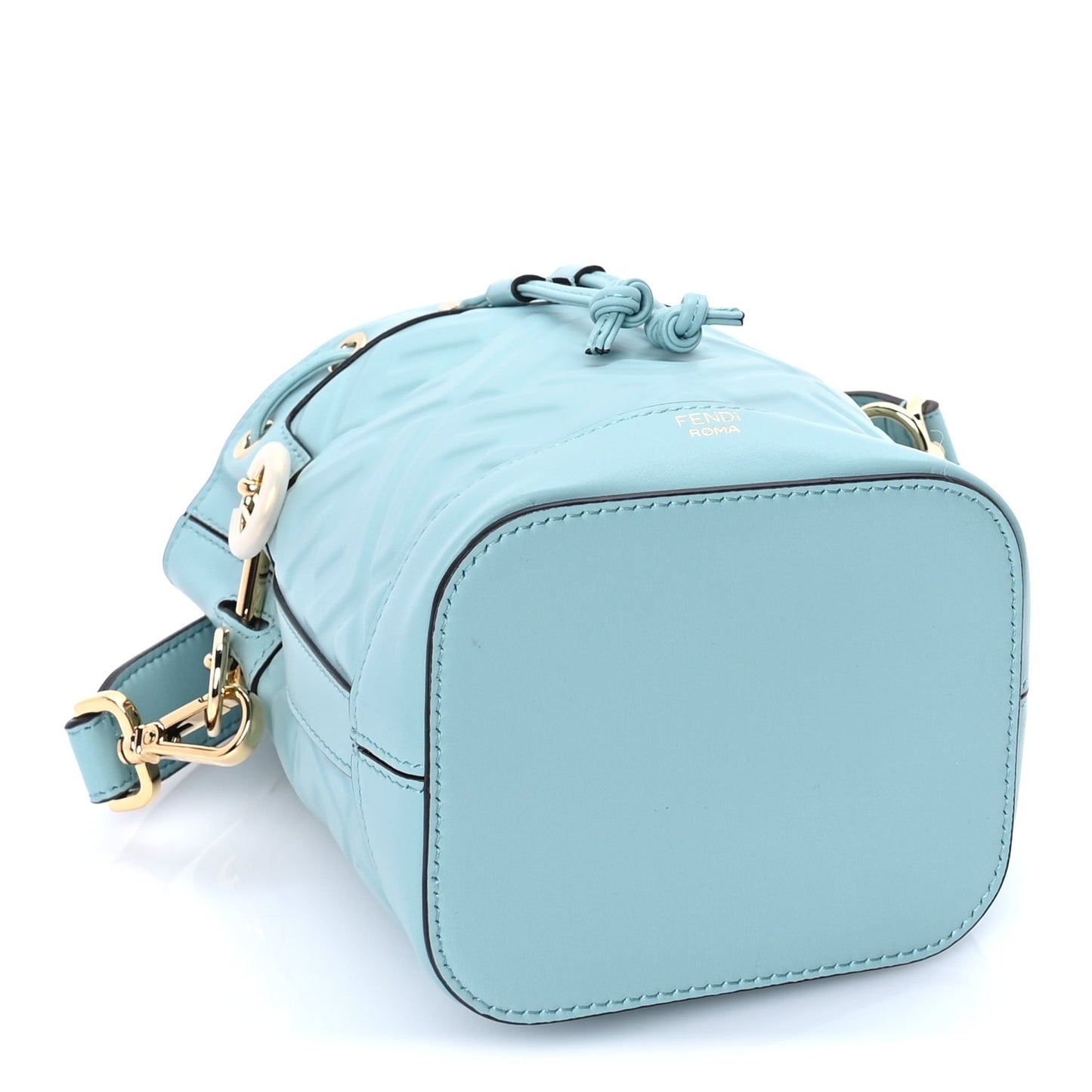 Vitello Liberty F is  FF 1974 Embossed Mini Mon Tresor Bucket Bag  Light Blue