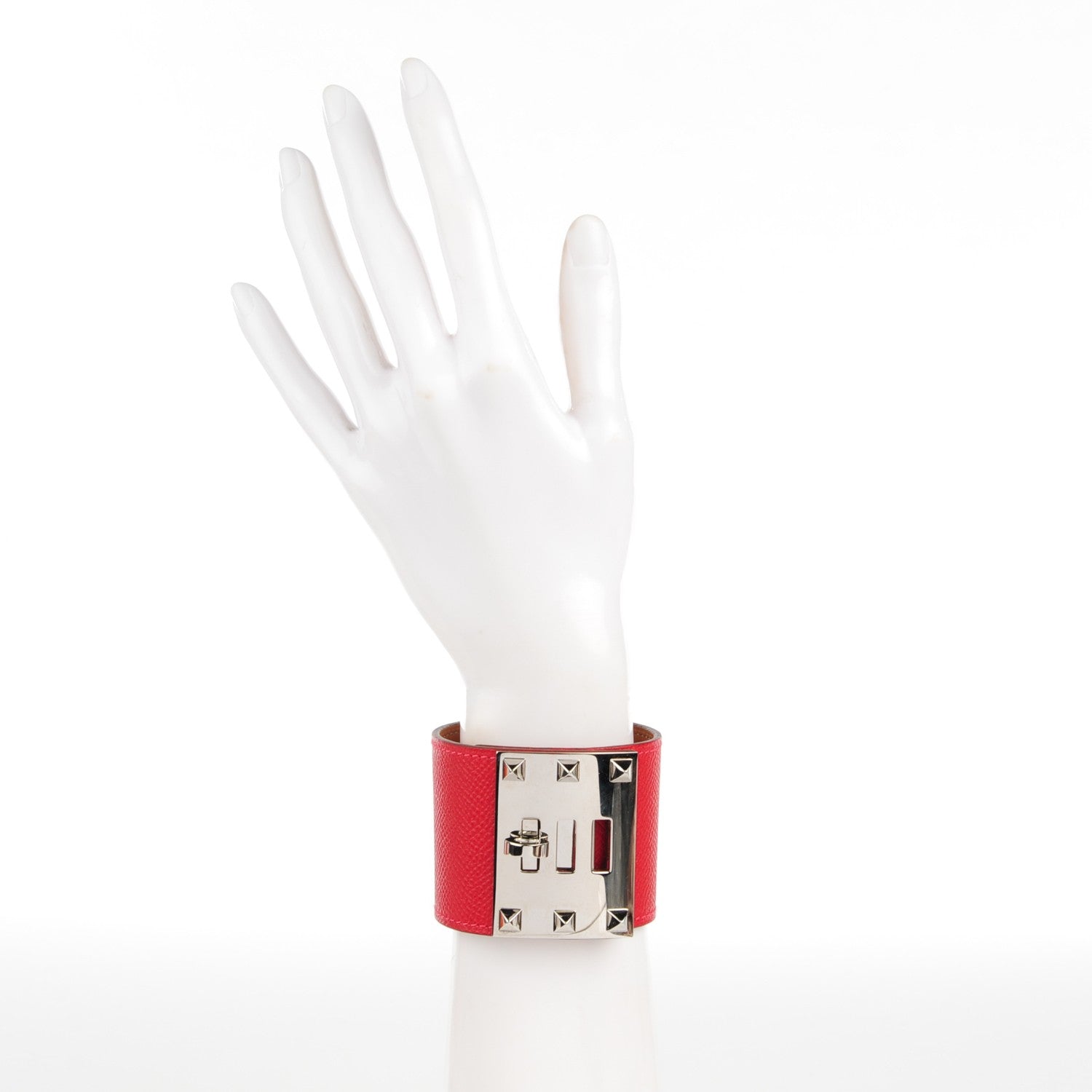 Hermes Epsom Kelly Dog Extreme Bracelet L Rouge Casaque 2 of 7