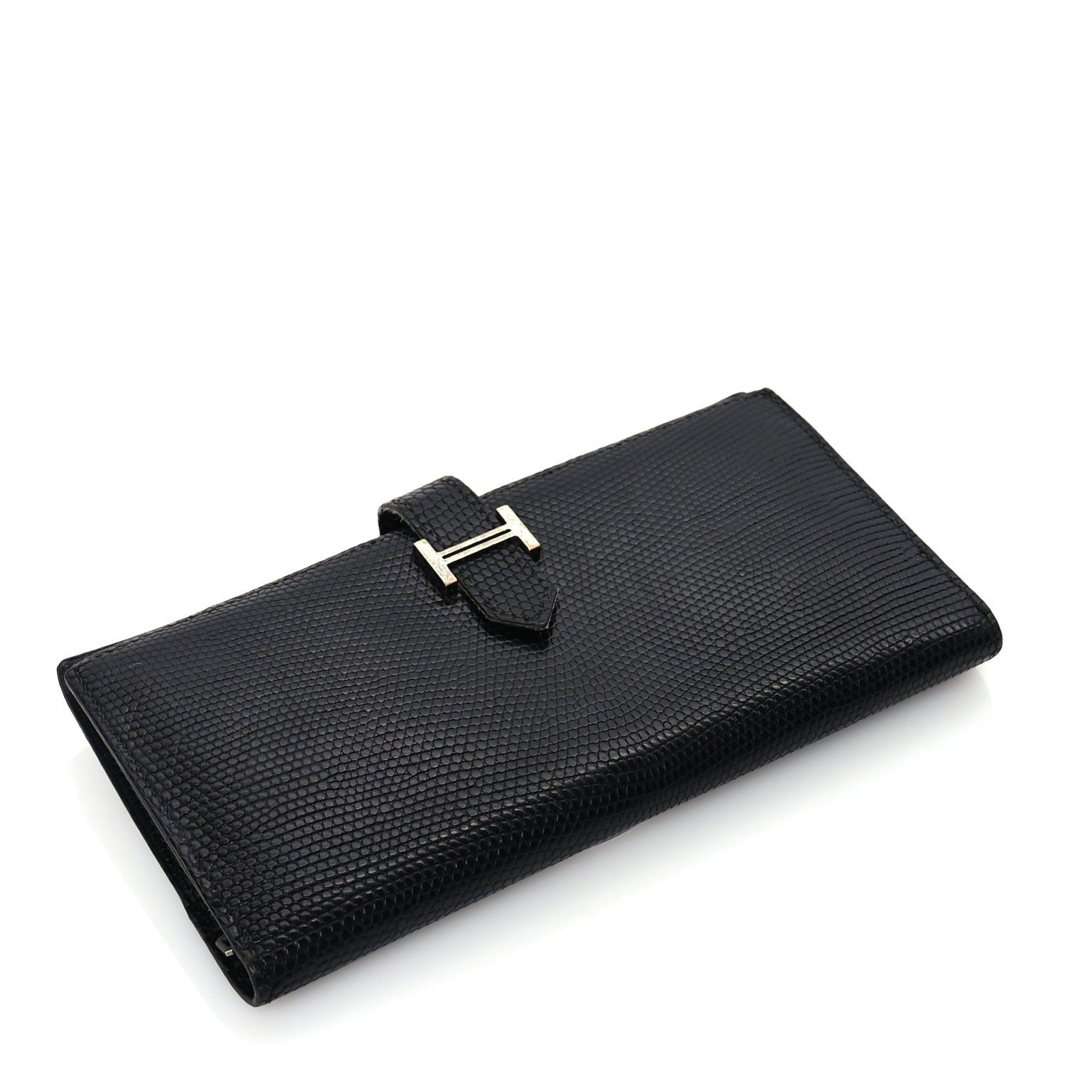 Hermes Lizard Varanus Niloticus Bearn Gusset Wallet Black 4 of 7