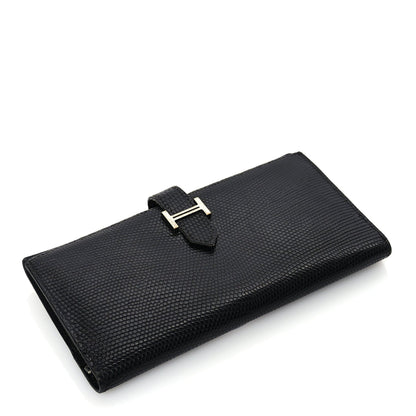 Hermes Lizard Varanus Niloticus Bearn Gusset Wallet Black 4 of 7