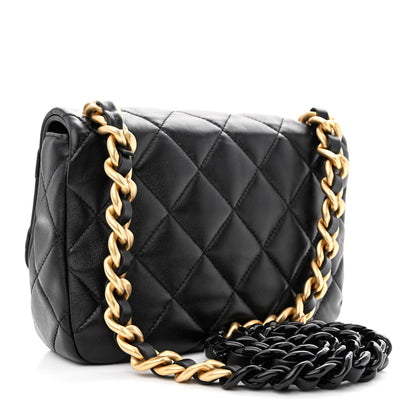 Chanel Lambskin Quilted Small Lacquered Chain Flap Black 3 of 10